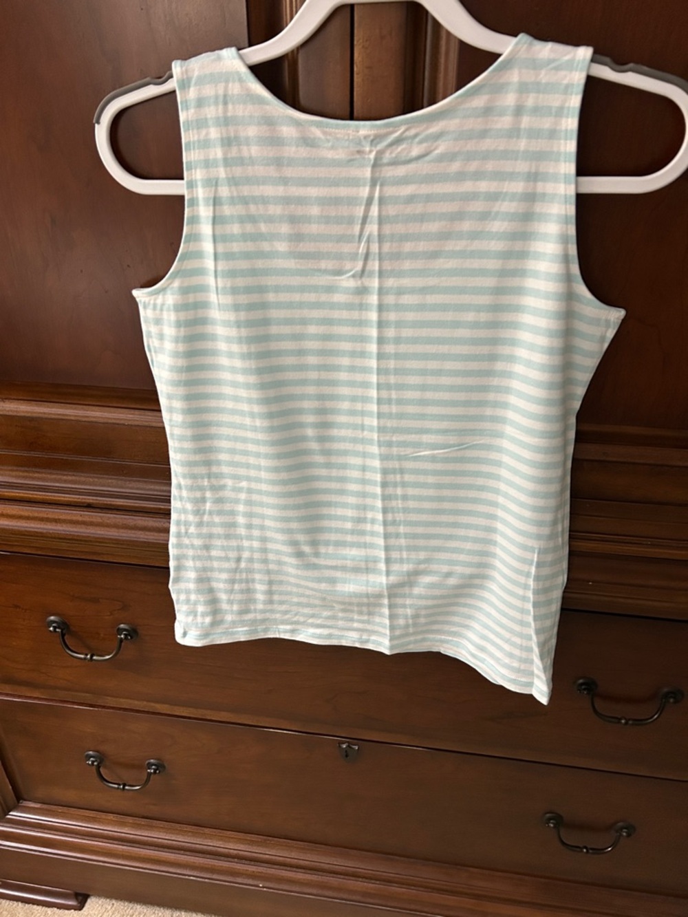 Talbots Aqua and White Striped Scoop Neck Tank - Picture 2 of 8